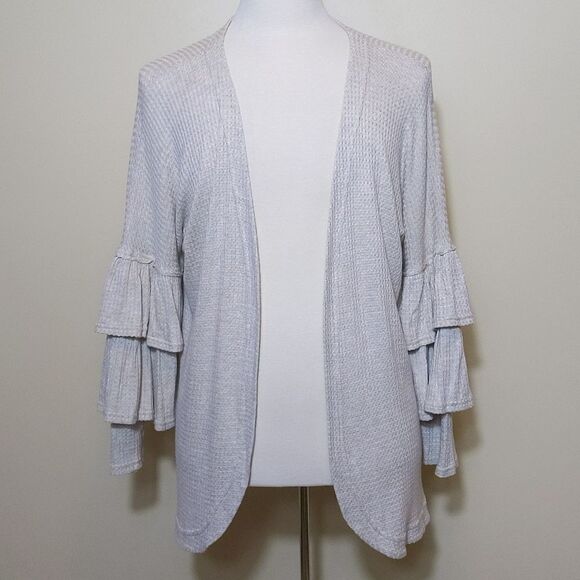 Anthropologie Saturday Sunday Waffle Knit Open Cardigan Sweater Size Large - Picture 1 of 14